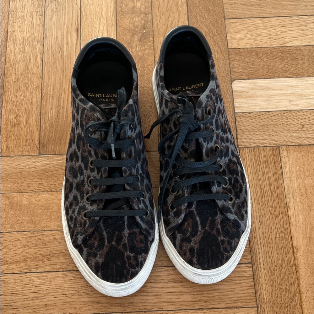 Saint Laurent Leopard-Print Canvas Sneakers - Picture 3 of 8